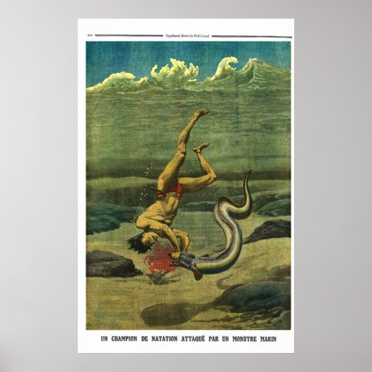うなぎ攻撃 – 1913年新聞フランスのプリント ポスター (正面)