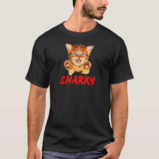 うなり声を上げる猫に用心 Tシャツ (正面)