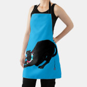 うなり声を上げる黒日本の猫 エプロン (インサイチュ)