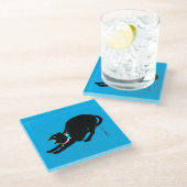 うなり声を上げる黒日本の猫 ガラスコースター (アングル)