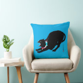 うなり声を上げる黒日本の猫 クッション (椅子)