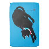 うなり声を上げる黒日本の猫 バスマット (正面縦)