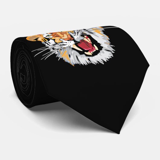 うなるトラの頭部のタイ ネクタイ (ロール)