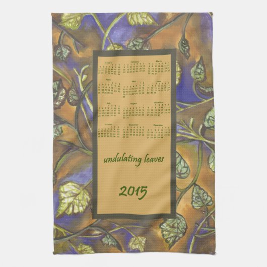うねることは2015のカレンダーの台所ふきんを残します キッチンタオル (縦)