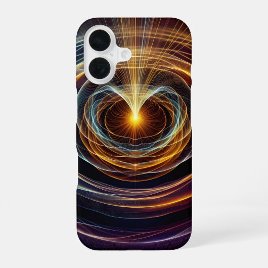 うねるエネルギーの光の波 iPhone 16ケース (裏面)