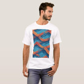 うねるタイル模様の波: ビビッドな抽象的パターン Tシャツ (正面フル)