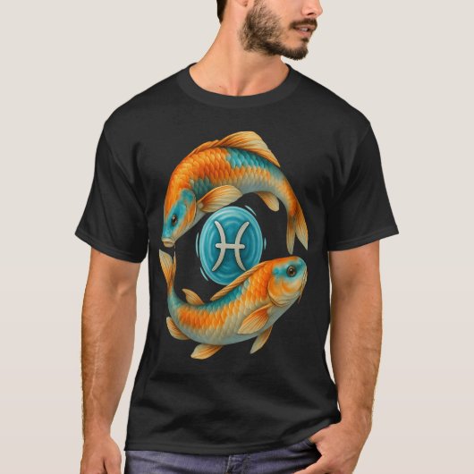 うねる鯉とダンスする魚座 Tシャツ (正面)
