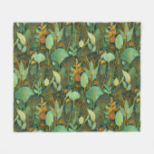 うぶな人アートラッシュガーデンタペストリーinグリーンとブルー フリースブランケット (正面(横))