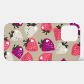 うぶな人イチゴ：ベージュ背景シームレス。 Case-Mate iPhoneケース (裏面 (横))