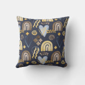 うぶな人オーガニックパターンを虹とハートで描く  クッション (裏面)