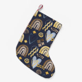 うぶな人オーガニックパターンを虹とハートで描く  スモールクリスマスストッキング (正面 (吊り時))