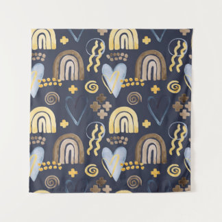 うぶな人オーガニックパターンを虹とハートで描く  タペストリー