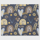 うぶな人オーガニックパターンを虹とハートで描く ラッピングペーパー (フラット)