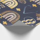 うぶな人オーガニックパターンを虹とハートで描く ラッピングペーパー (角)