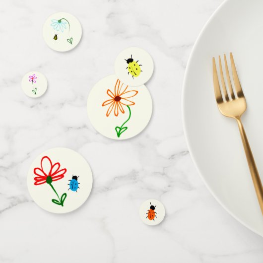 うぶな人ガーデンパーティーセットカラフルバグと花 コンフェッティ (グループ)