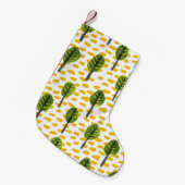 うぶな人グリーンブラックツリーパターン スモールクリスマスストッキング (正面 (吊り時))