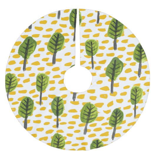 うぶな人グリーンブラックツリーパターン ブラッシュドポリエステルツリースカート (正面)