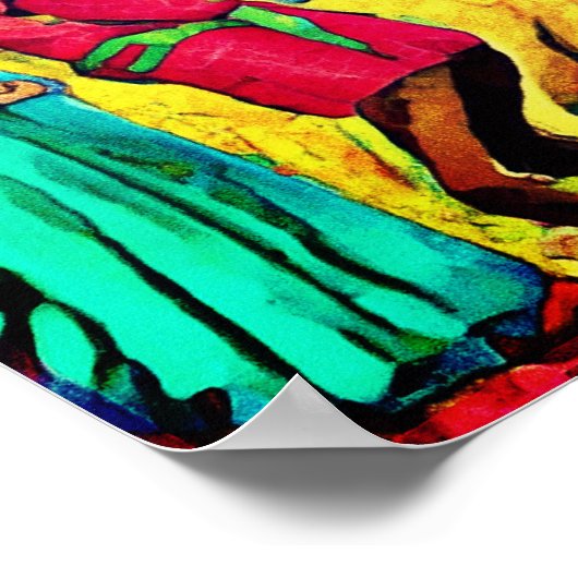 うぶな人威厳があるフォークアートサマーお祝いポスター ポスター (角)