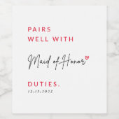 うまくペアを組んでメイド・オブ・オーナー（花嫁付き添い人）の義務を果たす ワインラベル (シングルラベル)