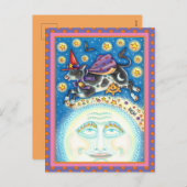 うめき声で月の男の上を牛カラフルが シーズンポストカード (正面/裏面)