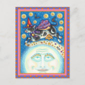 うめき声で月の男の上を牛カラフルが シーズンポストカード (正面)