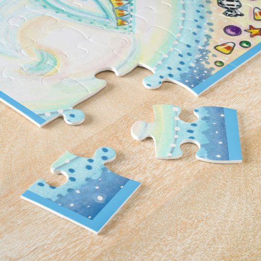 うめき声で月の男の上を牛カラフルが ジグソーパズル (側面)