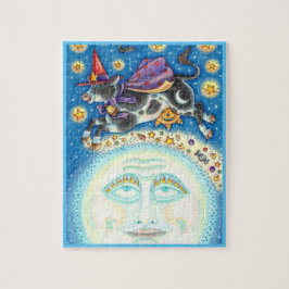 うめき声で月の男の上を牛カラフルが ジグソーパズル