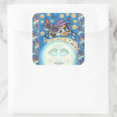 うめき声で月の男の上を牛カラフルが スクエアシール (バッグ)