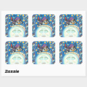 うめき声で月の男の上を牛カラフルが スクエアシール (シート)