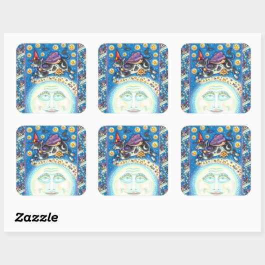 うめき声で月の男の上を牛カラフルが スクエアシール (シート)