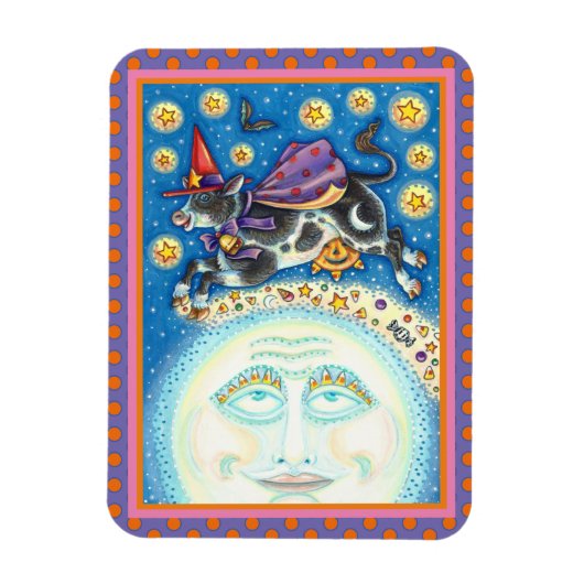 うめき声で月の男の上を牛カラフルが マグネット (縦)