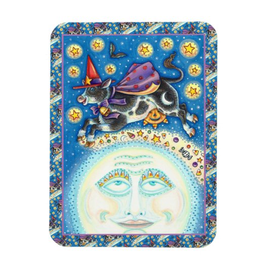 うめき声で月の男の上を牛カラフルが マグネット (縦)