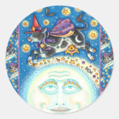 うめき声で月の男の上を牛カラフルが ラウンドシール (正面)