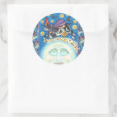 うめき声で月の男の上を牛カラフルが ラウンドシール (バッグ)