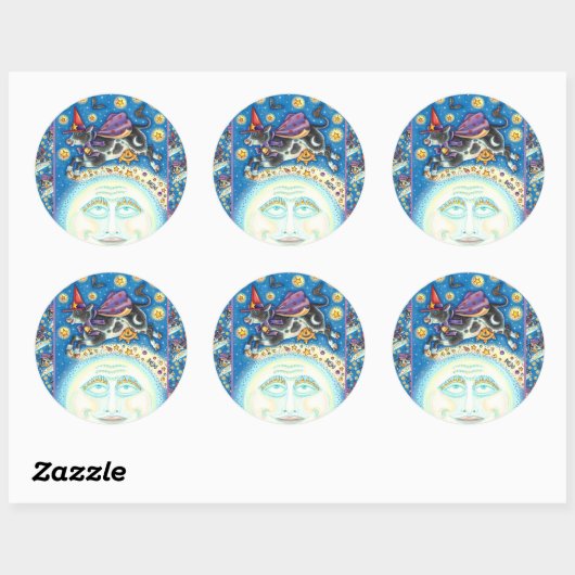 うめき声で月の男の上を牛カラフルが ラウンドシール (シート)