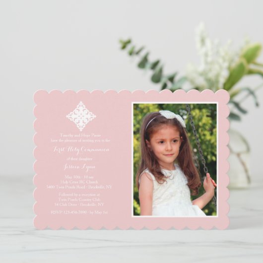 うやうやしい十字の宗教写真の招待状 招待状 (スタンド正面)