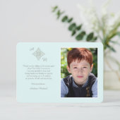 うやうやしい十字の宗教写真は青い感謝していしています サンキューカード (スタンド正面)