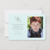 うやうやしい十字の宗教写真は青い感謝していしています サンキューカード (正面)