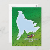 うらなり湖北ミシガン湖の地図はがき ポストカード (正面/裏面)