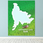 うらなり湖北ミシガン湖の地図キャンバスプリー キャンバスプリント (インサイチュ (ウッドフロア))