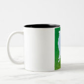 うらなり湖北ミシガン湖の地図ツートーンC ツートーンマグカップ (左)