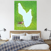 うらなり湖北ミシガン湖の地図 キャンバスプリント (インサイチュ (寝室))