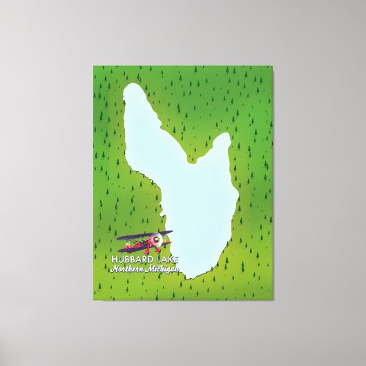 うらなり湖北ミシガン湖の地図 キャンバスプリント (正面)