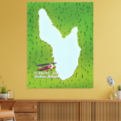 うらなり湖北ミシガン湖の地図 キャンバスプリント (インサイチュ (リビング))