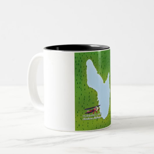 うらなり湖北ミシガン湖の地図 ツートーンマグカップ (正面左)