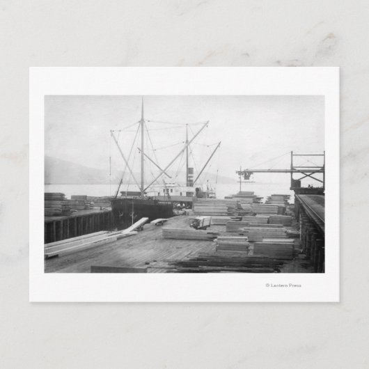 うらなり軍艦の木材の積み込み ポストカード (正面)