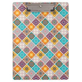 うららかな日の光のターコイズの曼荼羅のタイルパターン クリップボード