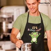 うるう年かわいいハッピーカエルモダンヴィンテージタイポグラフ エプロン