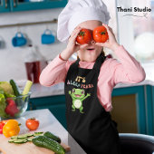 うるう年かわいいハッピーカエルモダンヴィンテージタイポグラフ エプロン