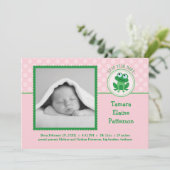 うるう年の女の子の写真の誕生発表招待状 案内状 (スタンド正面)